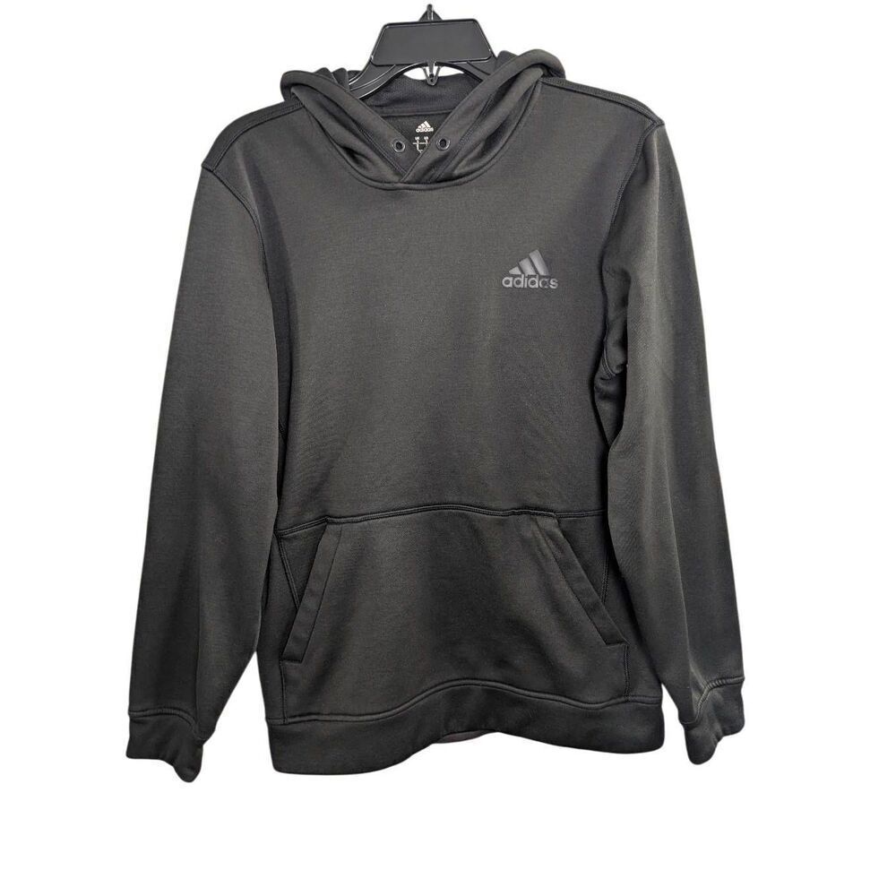 Adidas Climawarm solid black fleece lined fitness active hoodie top mens S